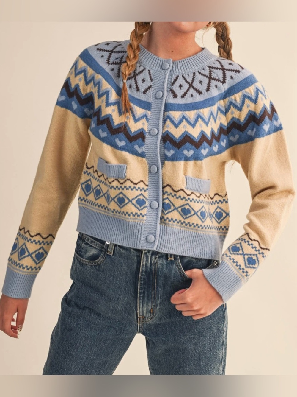 &merci Layne Fair Isle Cardigan Sweater - NWT